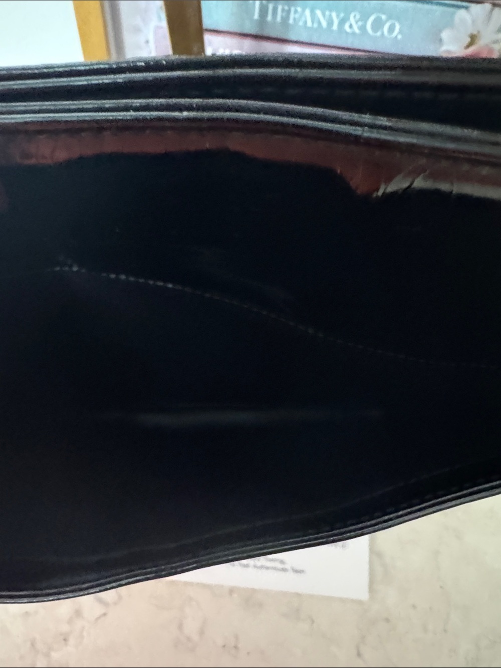 Black Patent Leather Shoulder Tote with Gold Hardware - Picture 14 of 17